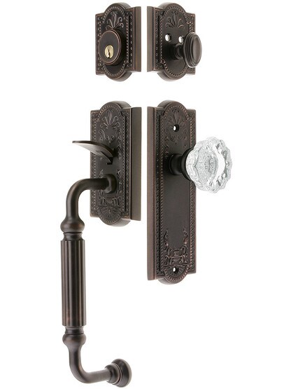 Parthenon Entry Lock Set in Oil-Rubbed Bronze Finish with Versailles Knob and